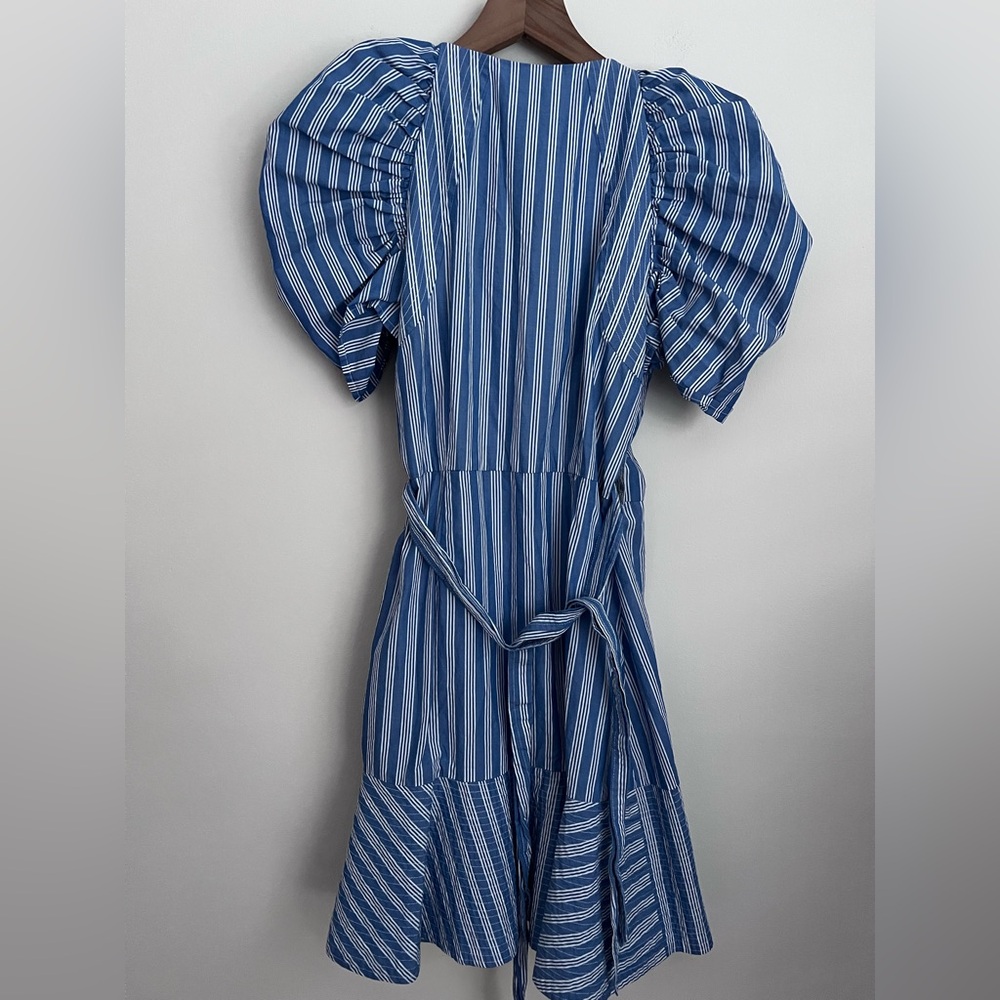 C/MEO Collective Blue and White Ruffled Wrap Sundress - Picture 4 of 8